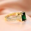 Элегантные квадратные зеленые циркониевые обручальные кольца для женщин желтое золото цвета обручальное кольцо ювелирные изделия подарки