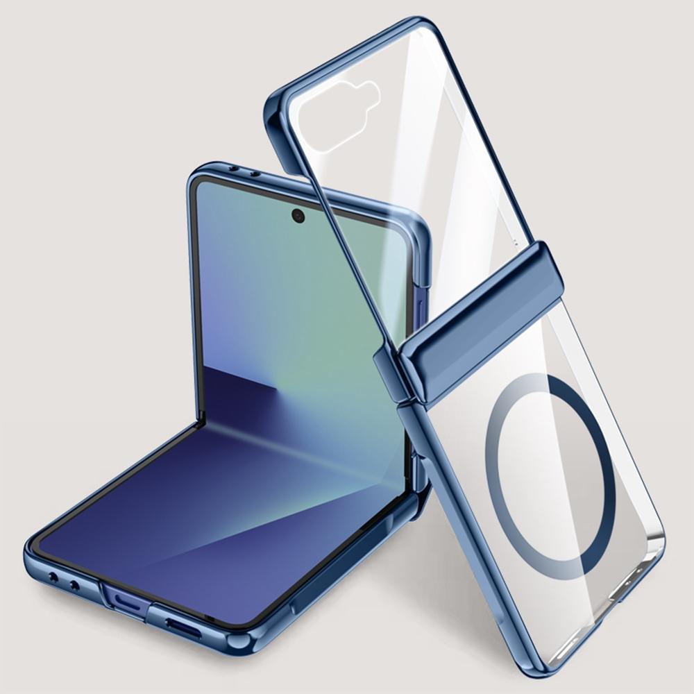 For Samsung Galaxy Z Flip7 5G Magnetic Case Hard PC+Acrylic Phone Cover with HD Rear Small Screen Protector