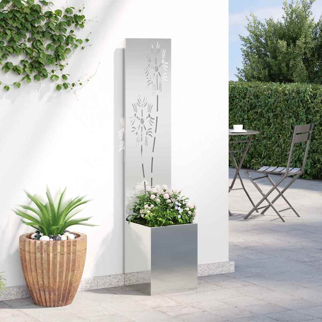 Garden Privacy Screen Floral Silver 32 x 32 x 150 cm