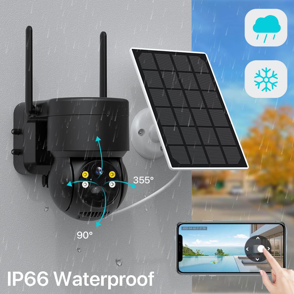 PTZ IP Camera Outdoor Wireless Solar Wifi Camera With Solar Panel 4MP HD Built-in 7800mAh Recharge Battery PIR Human Alarm iCsee