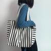 Летняя женская полосатая парусиновая сумка-тоут, ретро, для покупок, пляжная, простая на плечо, повседневная, для отпуска, для поездок на работу, CLE
