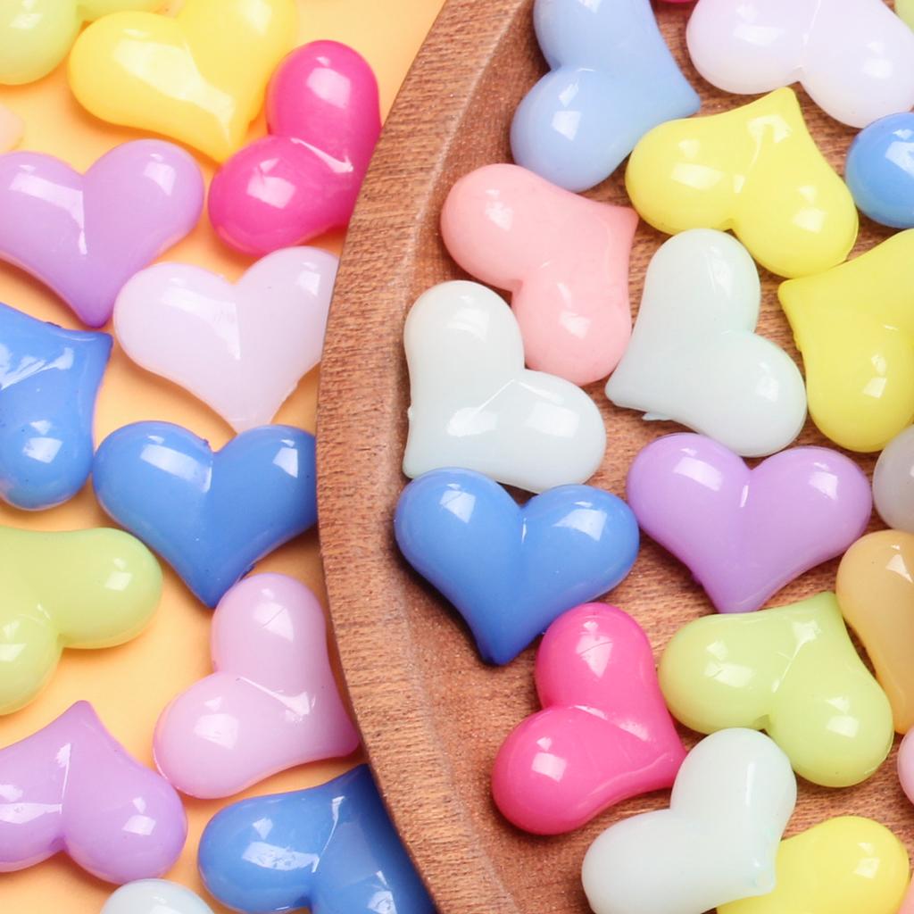 500g Beads Pendant Single Hole Acrylic 22*17mm Heart DIY Jewelry Making Earrings Making Bracelets Candy Color Accessories