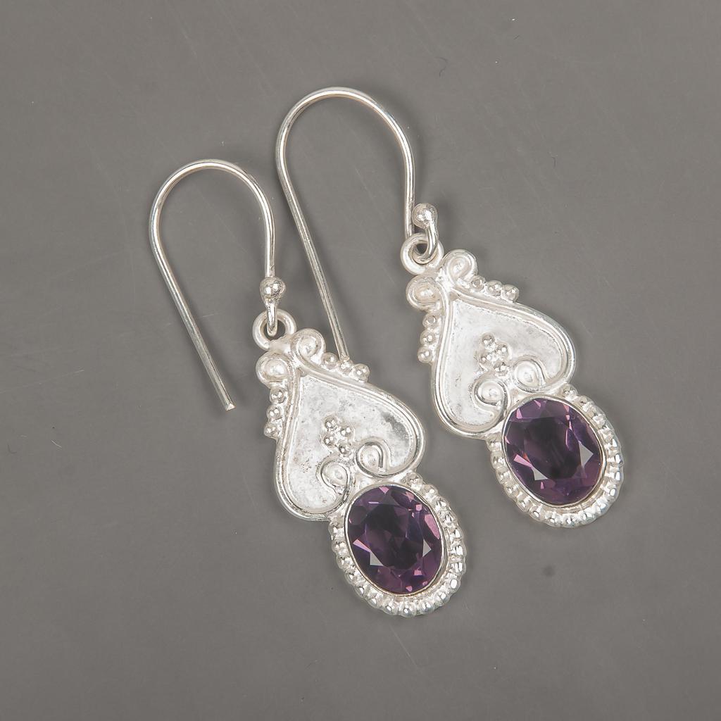 Amethyst Earrings Jewelry, 925 Sterling Silver Earrings, Beautiful Silver Earrings Handmade Silver Jewelry, Gift For Women