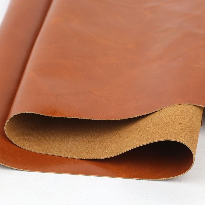 Yellow-brown 1.0mm thickness ultra-thin waxed leather top grain genuine leather material for sofa, bed head, seat, clothing repa