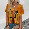 Футболка Summer Funny Cats 3D Print, женская уличная одежда, повседневные футболки, топы Y2k, женские футболки Harajuku с V-образным вырезом, свободная одежда