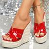 Fashion Eilyken Fashion Open Toe Weave Platform Wedges Woman Slippers High Quality Thick Bottom Sandals Slides Shoes