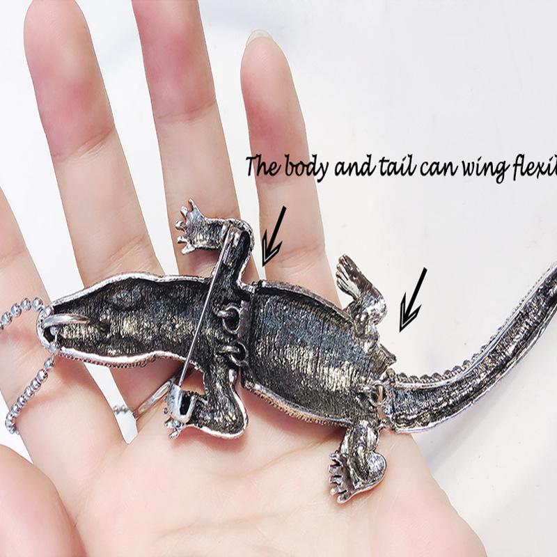 Rhinestone Crocodile Brooch Vintage Animal Pins Jewelry Ladies Party Accessories