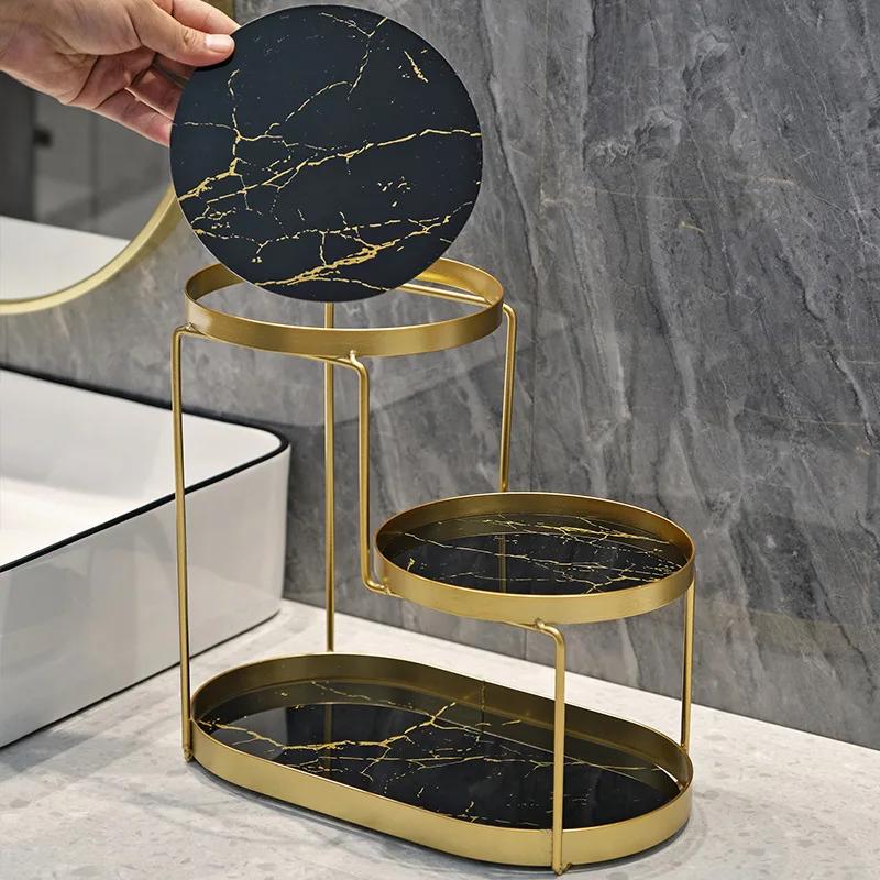 Стойка для столешницы в стиле легкой роскоши, кованая железная полка для хранения, стойки-органайзеры для ухода за кожей, косметики, туалетных принадлежностей, товары для ванной комнаты