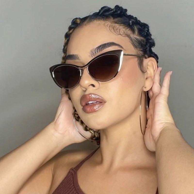 SHAUNA Anti-Blue Light Модные женские очки кошачий глаз с оптической оправой Весенние шарнирные металлические градиентные солнцезащитные очки UV400