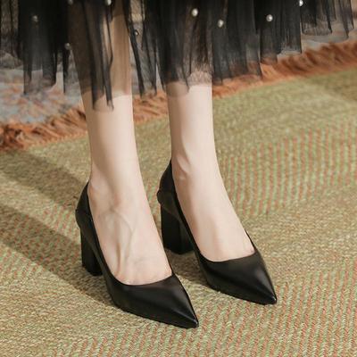 Женские туфли Fuxing на толстом каблуке во французском стиле - весна/осень 2024, удобные для работы, идеально подходят для юбок