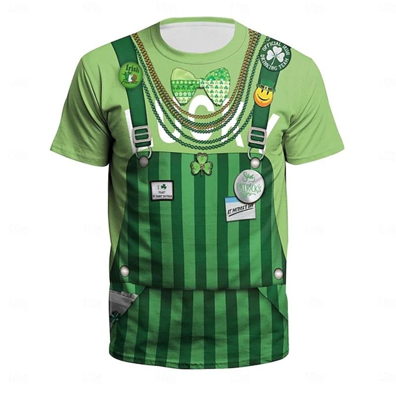 Men's St. Patrick Shamrock Tuxedo T Shirt 3D Print Short Sleeve Crew Neck Tshirts Tops New In Casual Party Holiday Funny Tshirt