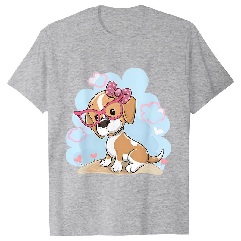 Женская футболка с принтом собаки Kawaii, Harajuku Ulzzang, модная уличная одежда, футболки, милые забавные футболки, топы с графикой Y2k, эстетичная одежда