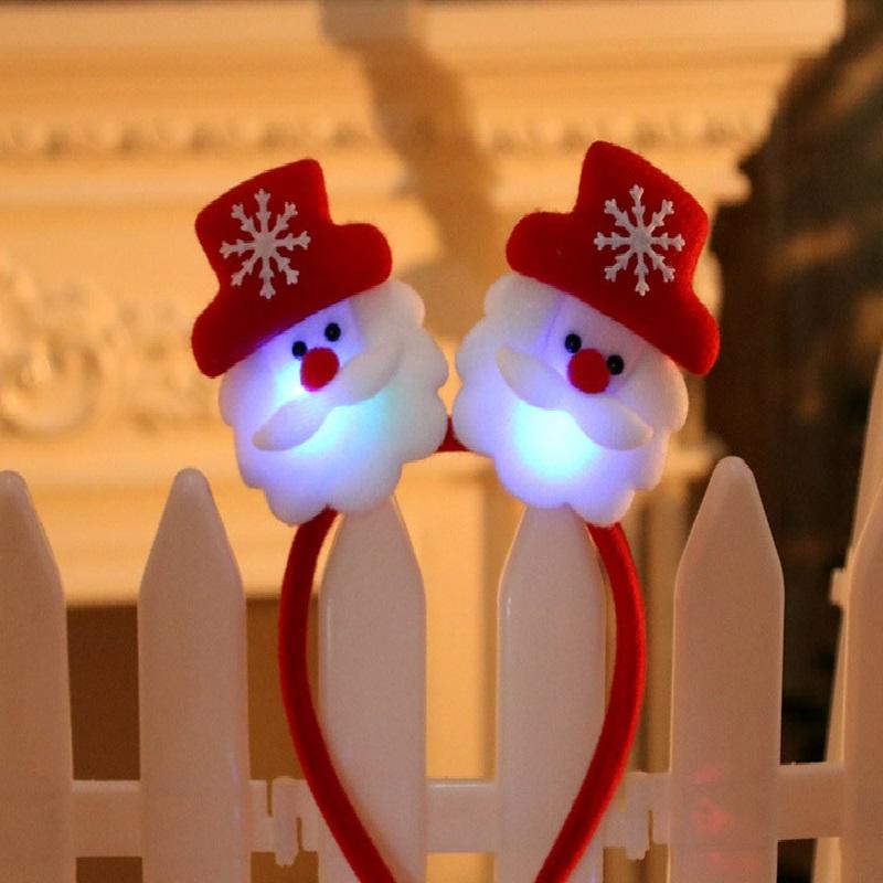 Милая рождественская светодиодная повязка на голову Санта-Клауса, рождественское украшение AVE