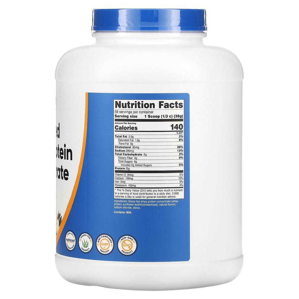 Grass-Fed Whey Protein Concentrate, Vanilla, 2,268G (5Lb)