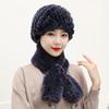 Winter Knitted Natural Fur Hats Scarves Sets Women Warm Real Rex Rabbit Fur Hat Scarf Lady Fashion Thick Rex Rabbit Fur Hat