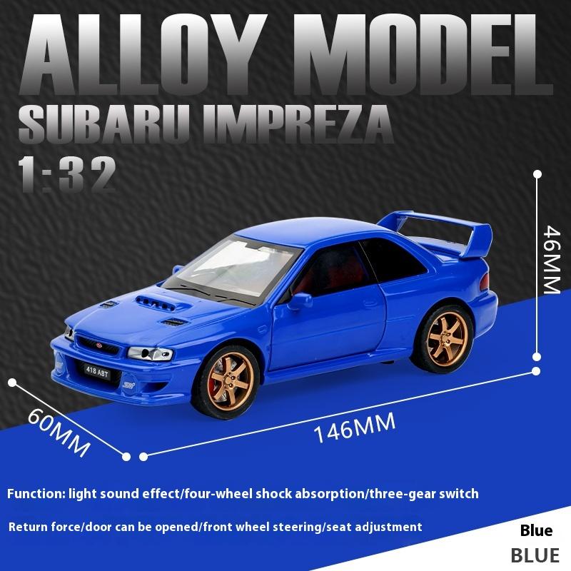 Масштаб 1/32 Subaru Impreza WRX STI Модифицированный автомобиль Металлическая литая модель автомобиля со звуком и светом Оттягивающийся назад Подарок на день рождения для ребенка
