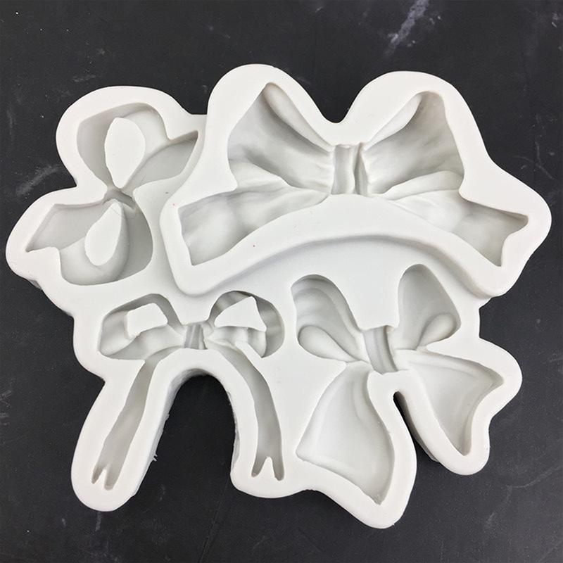 1 Pcs 4-Hole Bow Bowknot Silicone Cake Baking Mold Sugarcraft Chocolate Cupcake Baking Mould Fondant Cake Decorating Tools
