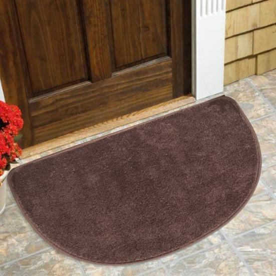 Полукруглый дверной коврик, нескользящий входной коврик, однотонный плюшевый напольный коврик для домашнего интерьера, входной двери, коридора, ванной комнаты