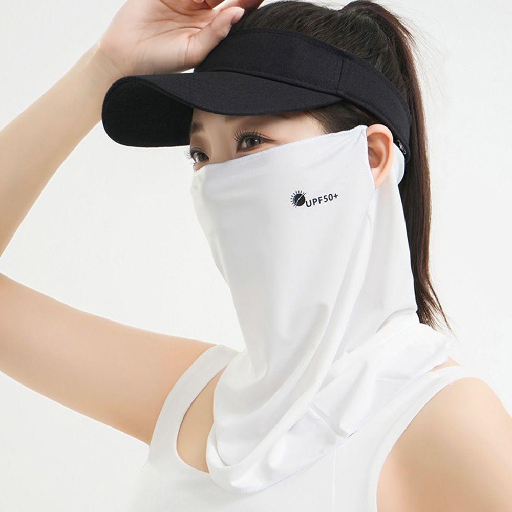 Ear Hanging Ice Silk Face Mask UV Protection Face Cover Portable Sunscreen Face Veil