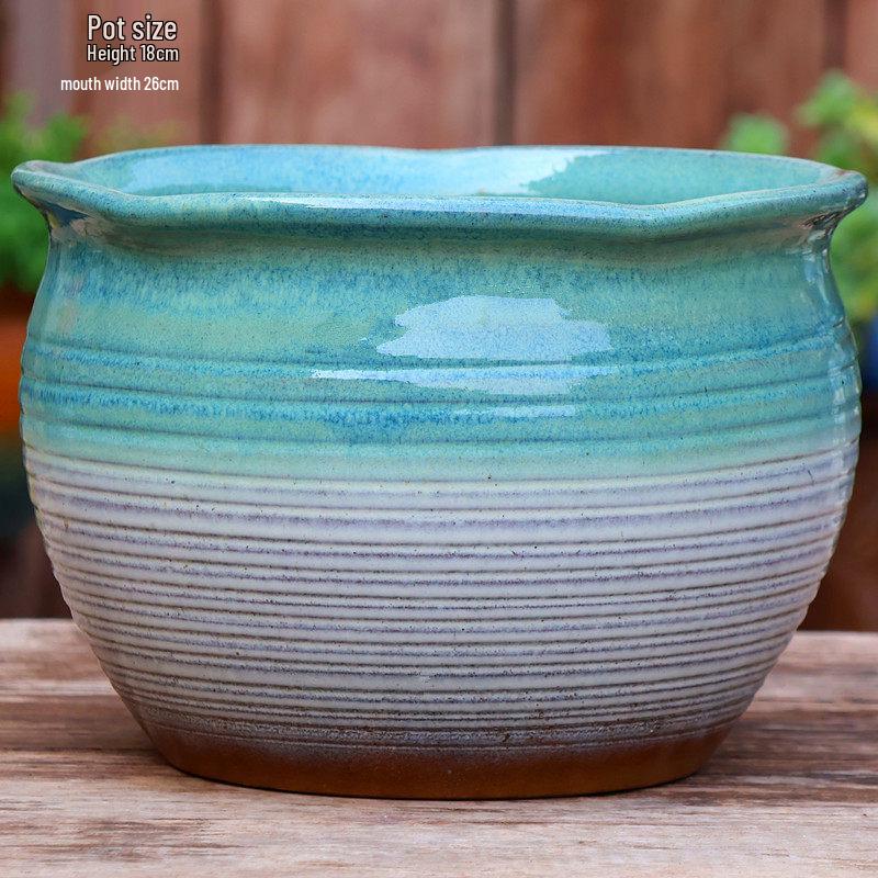 Extra Large Ceramic Bonsai Pot with Wide Caliber, Coarse Pottery for Succulents and Bougainvillea.