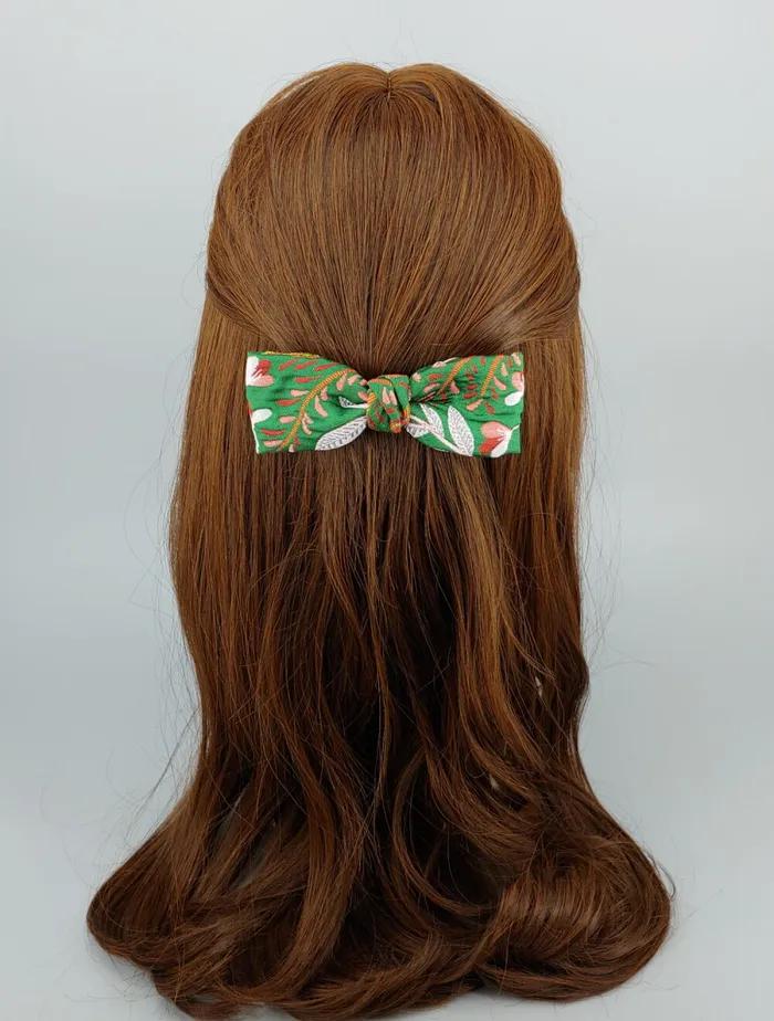 [Maia] Rose Jacquard Ribbon Pin - D Green