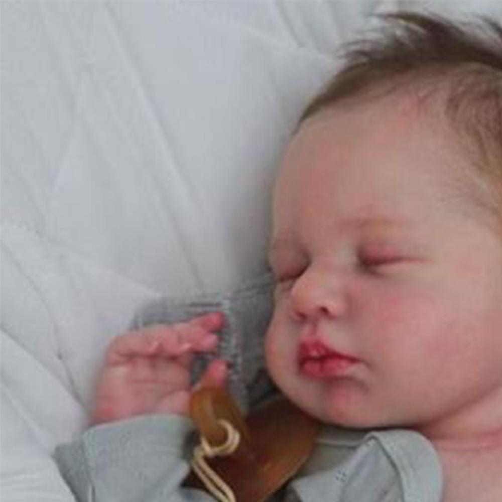 Full Body Vinyl Reborn Girl Dolls Soft Silicone 49 CM Sleeping Loulou 3D Painted Skin Baby Boy Doll with Rooted Hair Kid's Birthday Gift Boneca Reborn