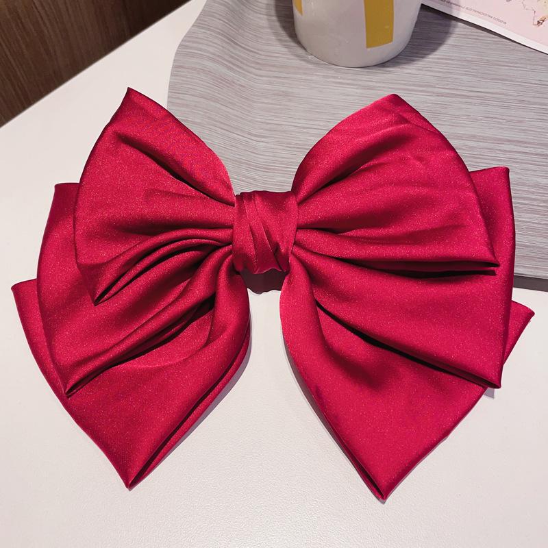 Korean Satin Bow Hairpin for Women - Large Drape Ponytail Clip