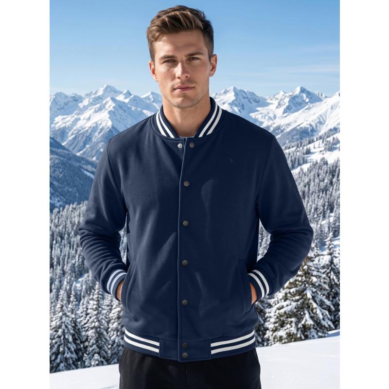 Men S Casual Stand Collar Long Sleeve Loose Baseball Jacket
