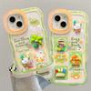 Applicable To Apple 15 Mobile Phone Case IPhone 14 Frog Duck Doll 13 Wavy Edge Invisible Double Bracket 12 Transparent