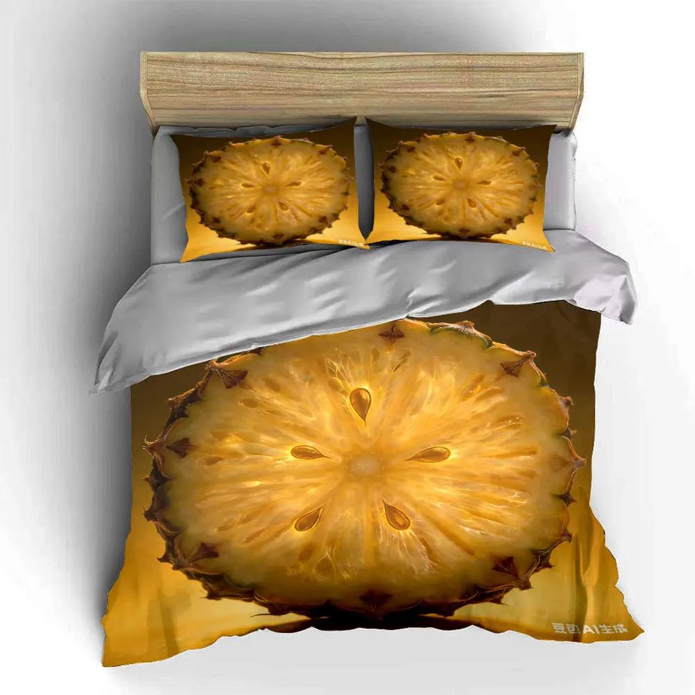 "Pineapple-Themed Kitchen Decor Set" Multiple sizes kid's and adults' bedroom Exquisite 3PC bedding set, gift