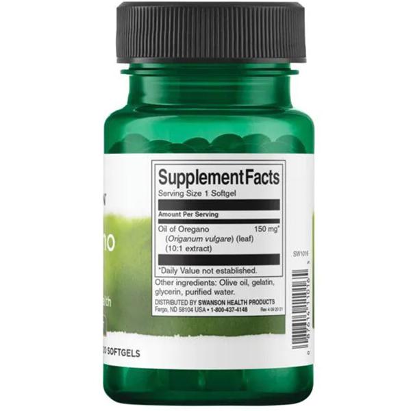 Масло орегано, Oregano Oil 10:1 Extract 150, Swanson  120гелкапс (71280081)