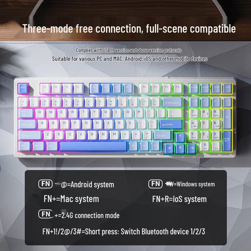 Lenovo GK10 Aurora Tri-Mode Hot-Swappable RGB Mechanical Keyboard
