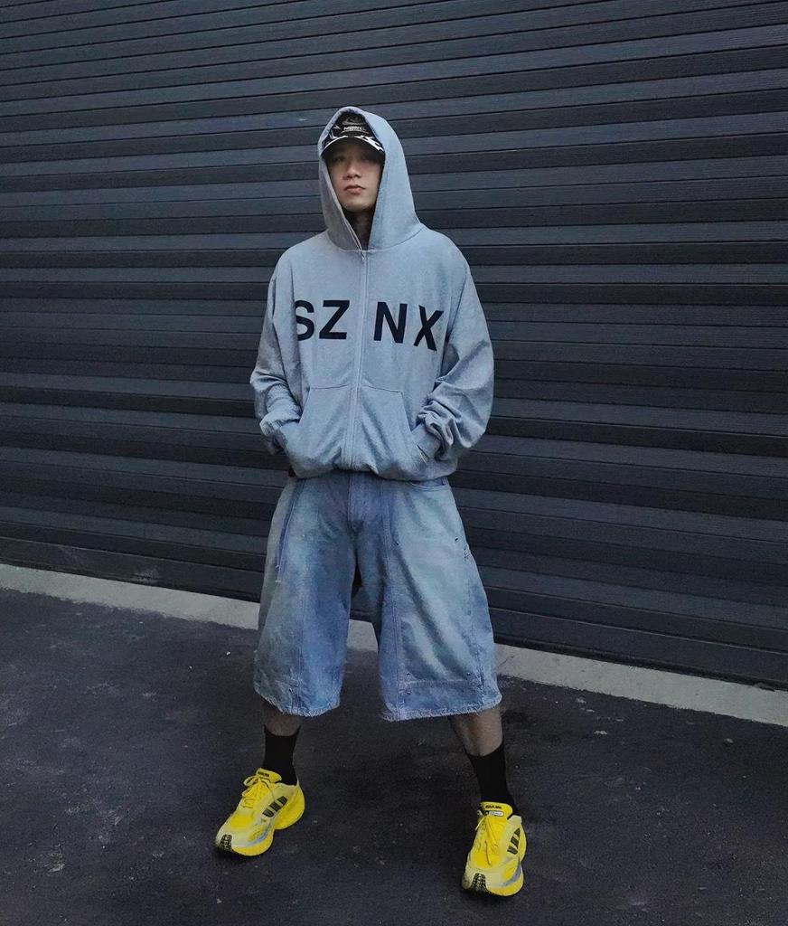 Kanye Kan Ye Shanghai Concert SZNX Heather Grey Unisex Zip-Up Hoodie Sweatshirt