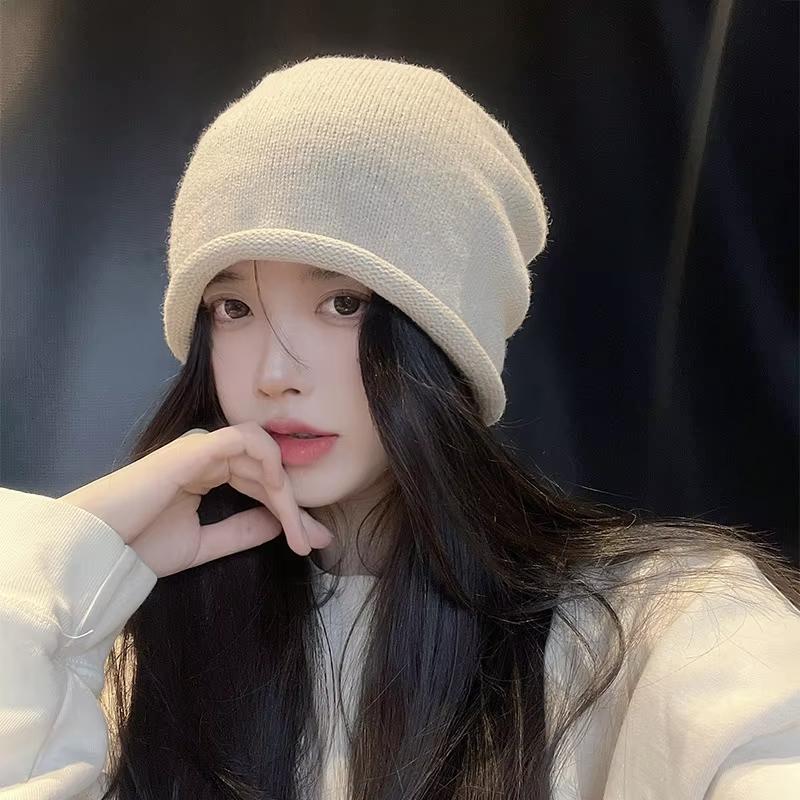 Drawstring Baggy Slouchy Beanie Bonnet For Women Autumn Winter Ear Keep Warm Skullies Cap Fashion Girl Kint Woolen Hat