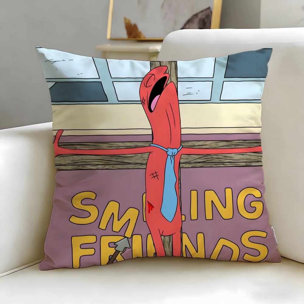 Классическая мультяшная наволочка Smiling Friends, мягкая, легко стирается – Универсальная для дивана, кровати, путешествий и офиса