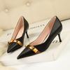 Women Shoes High Heels Rivet Women Pumps Splice Shallow Metal Shoes Sexy Women Heels Pointed Wedding Shoes Stiletto Party Ladies