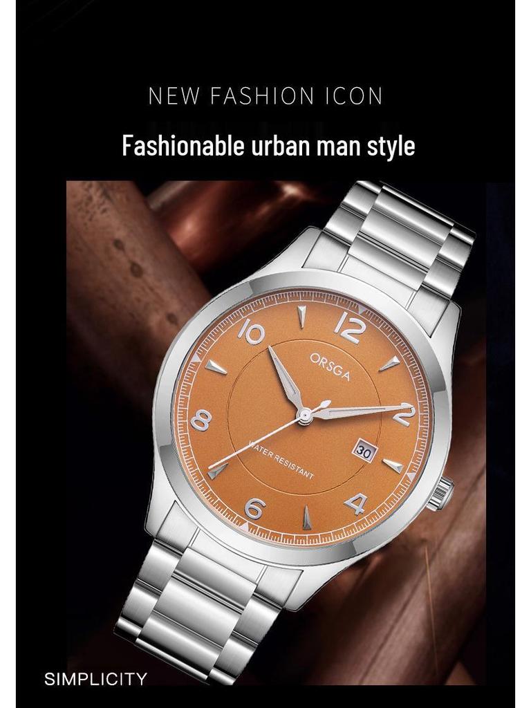 ORSGA Мужские Модные Водонепроницаемые Деловые Кварцевые Часы с Календарем