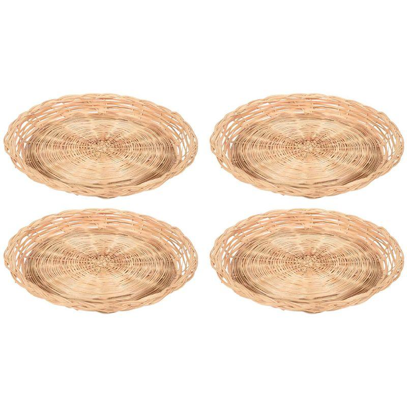 Premium-Bamboo Paper Plate Holder - 10 Inch Round Woven Plate Holder, Reusable Paper Plate Holders For Picnic Party