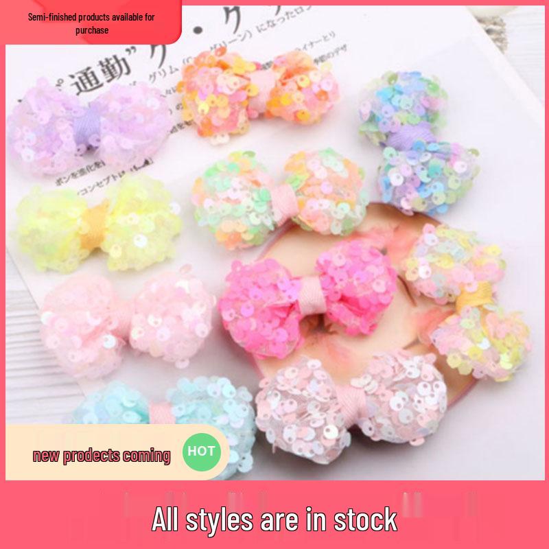 Sequin Bow Snap Hair Clips – Candy Color Princess Hairpins for Kids