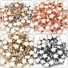 50pcs Gold & Silver Electroplated Star Spacer Beads, Large Hole DIY Bracelet Beads for Jewelry Making