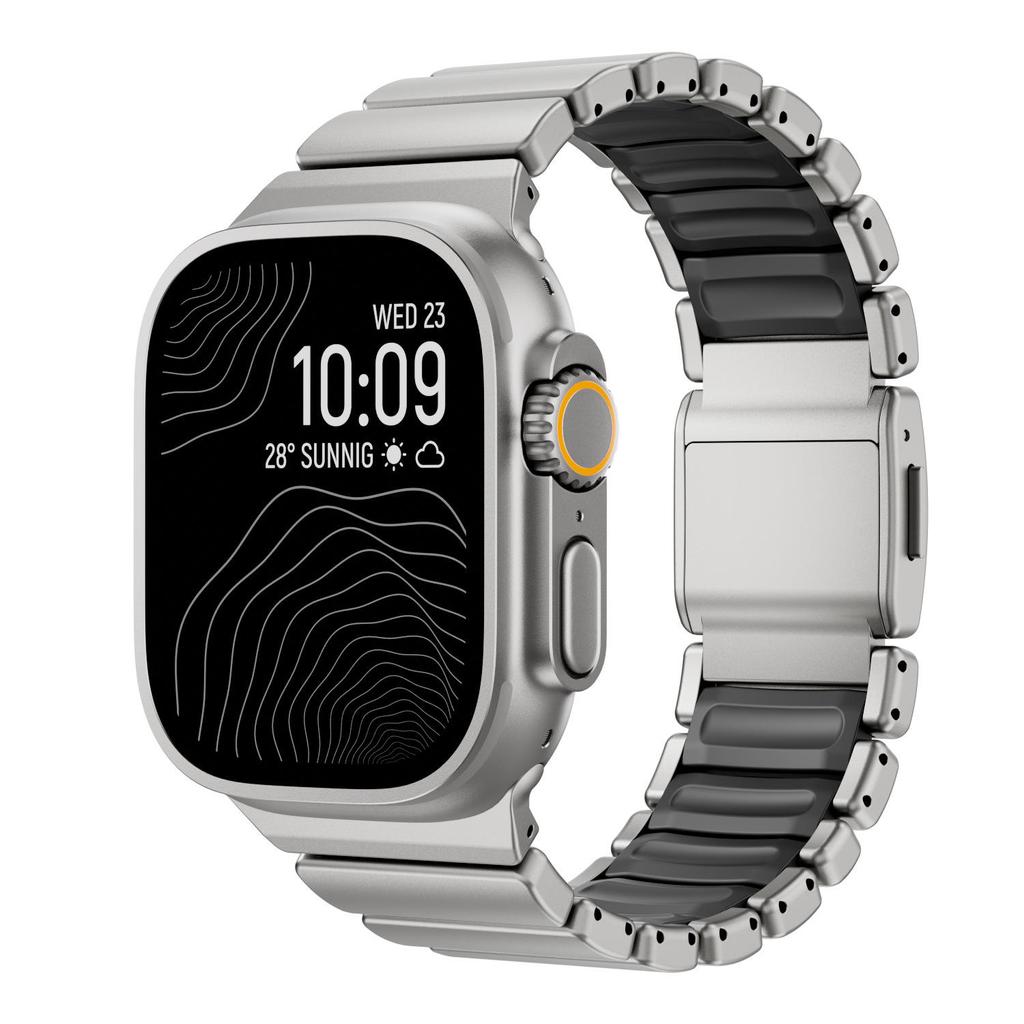 Noctilucent Titanium Metal Watch Band for apple Ultra 3 2 Series 1110 9 SE Noctilucent Strap Stainless Steel and Silicone Strap