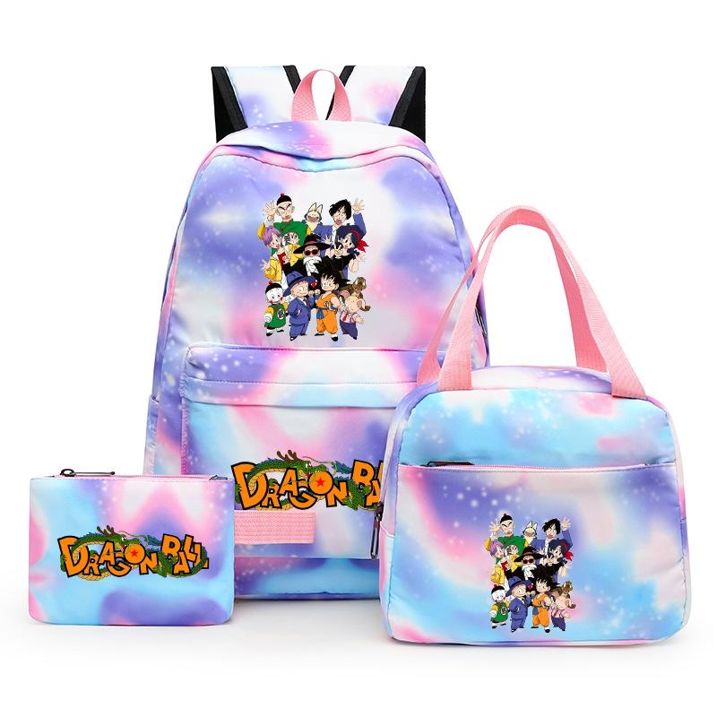 3Pcs/set Anime Dragon Ball Backpack for Girls Boys Back To Schoolbag with Lunch Bag Student Bookbag Men Women Travel Bag Mochila