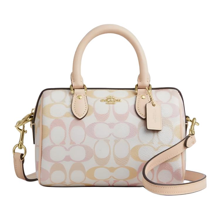 Coach Rowan 17 Classic Print Zipper Closure Synthetic Leather Shoulder Crossbody Tote Bag Small Women bags Candy-Color CEK81-IMM8C