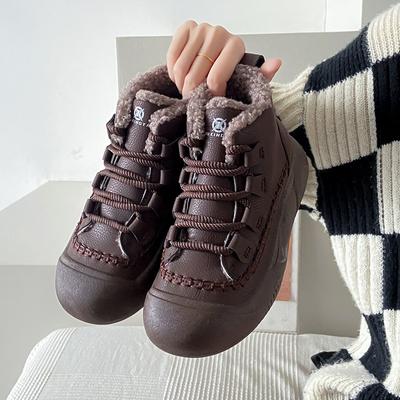 Женская обувь на шнуровке Женские зимние ботинки Круглый носок Элегантный средний каблук Черные ботинки на шнуровке в стиле гяру 39 Дизайнерская роскошь Новинка