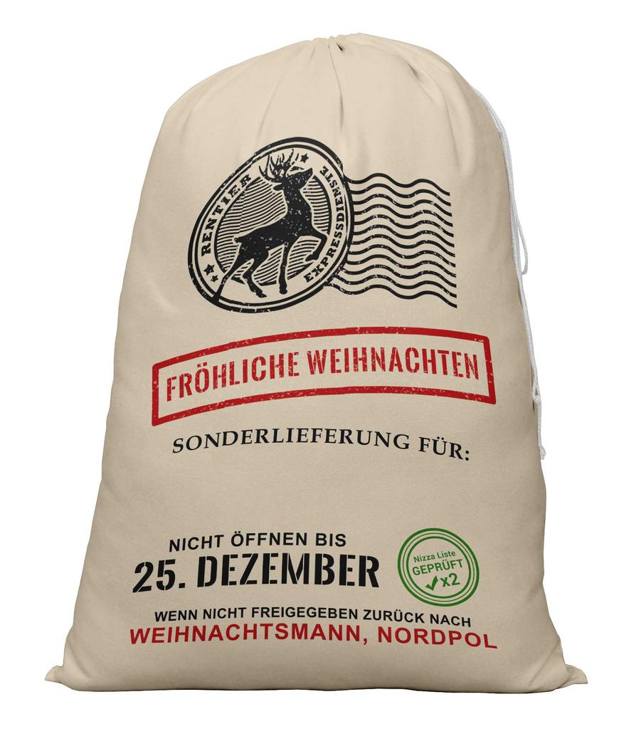 Printtoo 2 шт. Большие мешки Санты с завязками на шнурке, холщовые рождественские подарочные сумки для детей, Рождество 27x20 дюймов