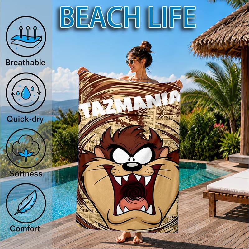 Tazmanian Devil's Fury Beach Towel, Super Soft Microfiber, Perfect Gift for Her/Him, Birthday, for Pool, Beach, Travel, Decor Beach Party