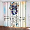 Cartoon Owl Printed Woven Curtains Two Independent Curtains Left and Right Blackout Curtains for Bedroom