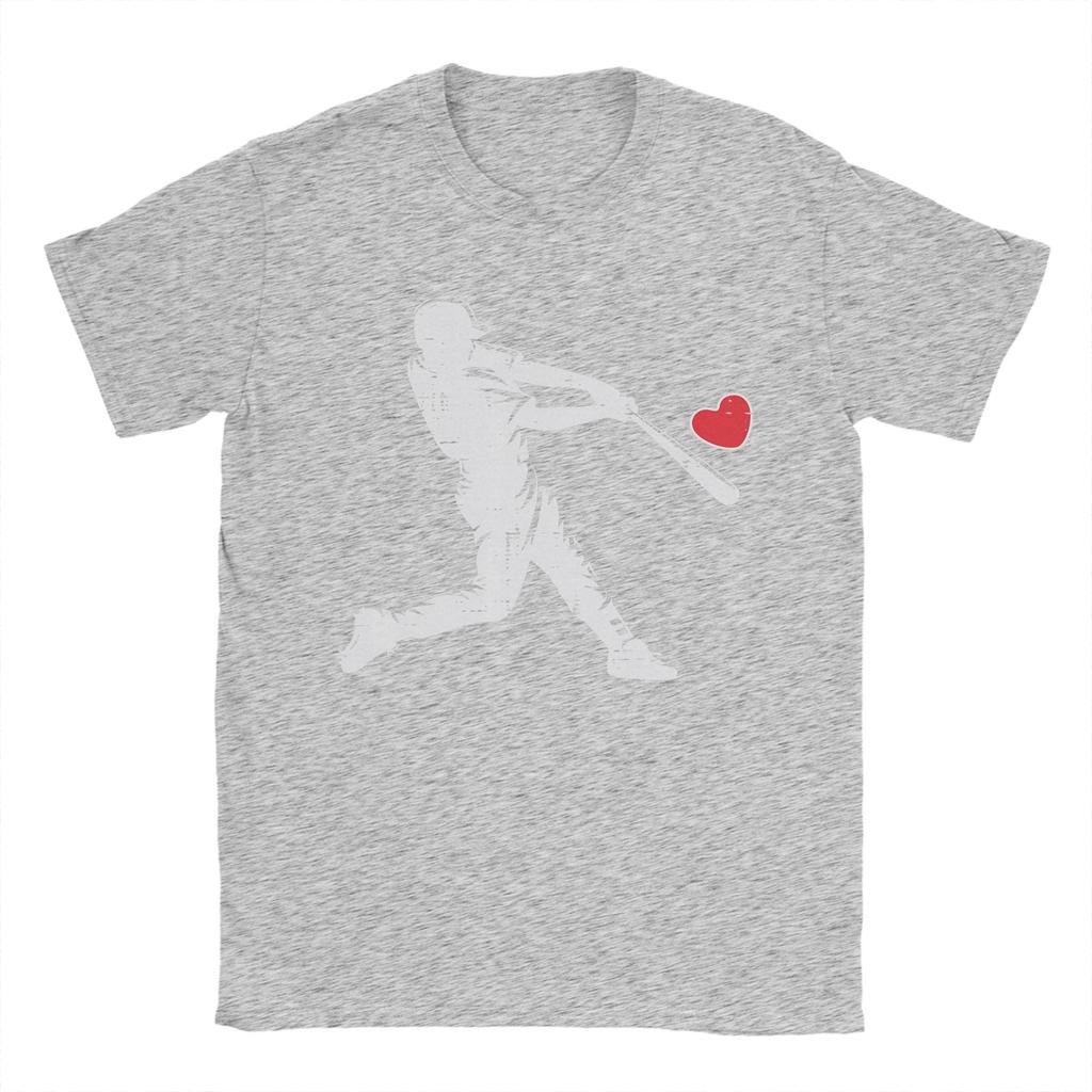 Unisexs Valentines Day Baseball Batter Silhouette Heart T Shirts Cotton Clothing Funny Short Sleeve Tee Shirt Gift Idea TShirt