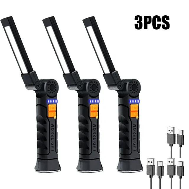 Портативный светодиодный фонарик COB, перезаряжаемый через USB рабочий фонарь, магнитный подвесной светильник Lanterna со встроенной батареей, фонарик для кемпинга
