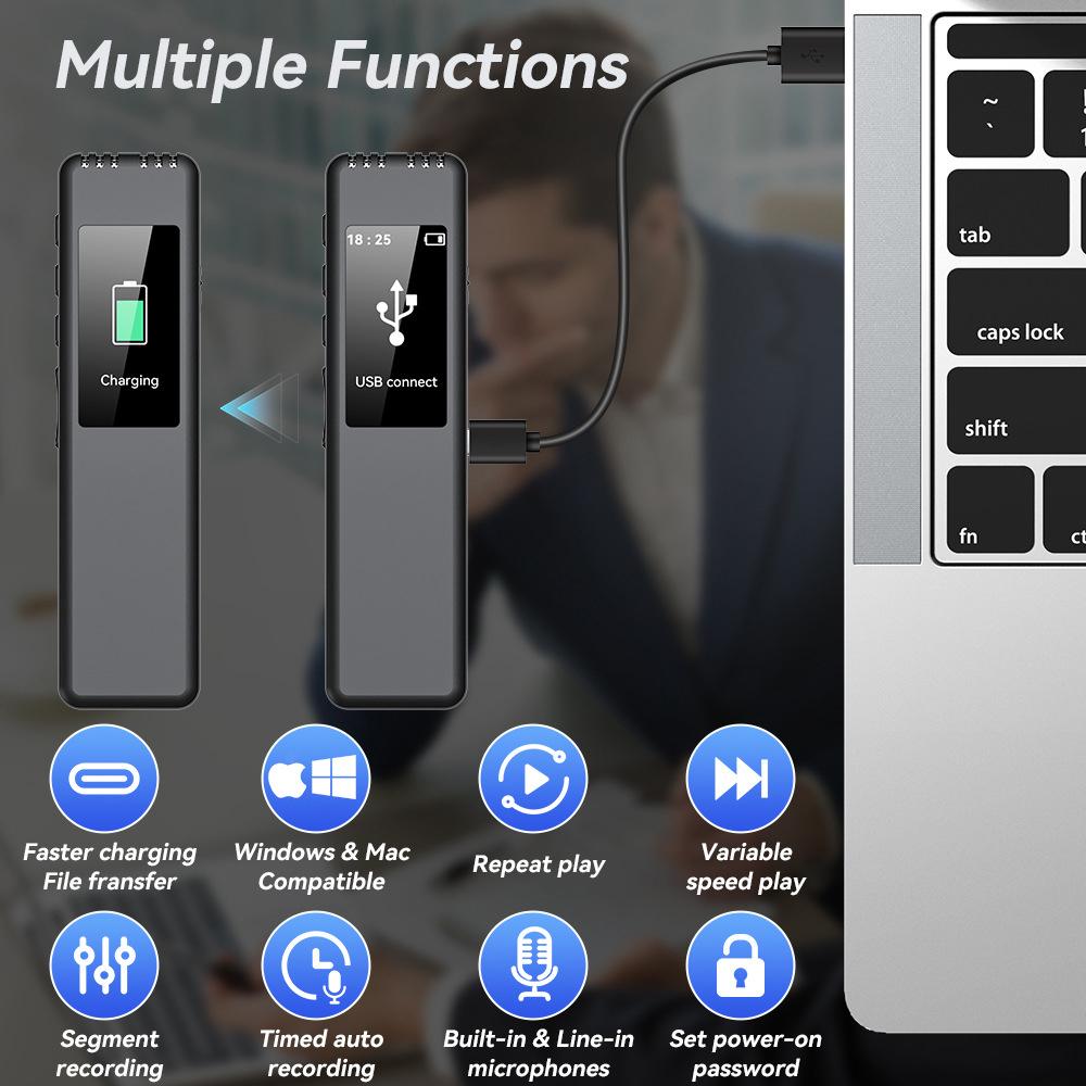 New Digital Voice Recorder Pen Portable Voice Activated Dictaphone Sound Recording Noise Reduction Long Time Recorder MP3 Player